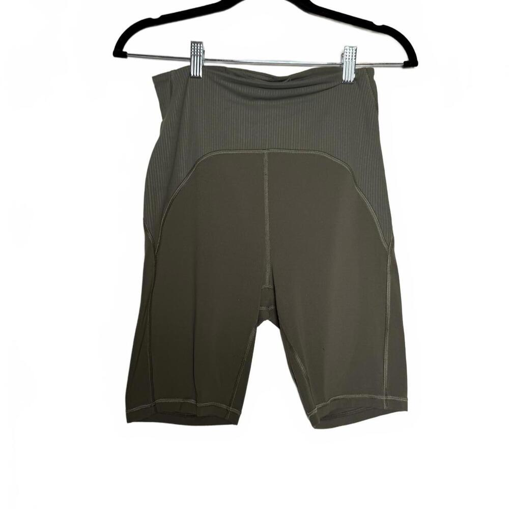 Olive Green‎ Lululemon High Waist Ribbed Biker Shorts - Picture 3 of 4